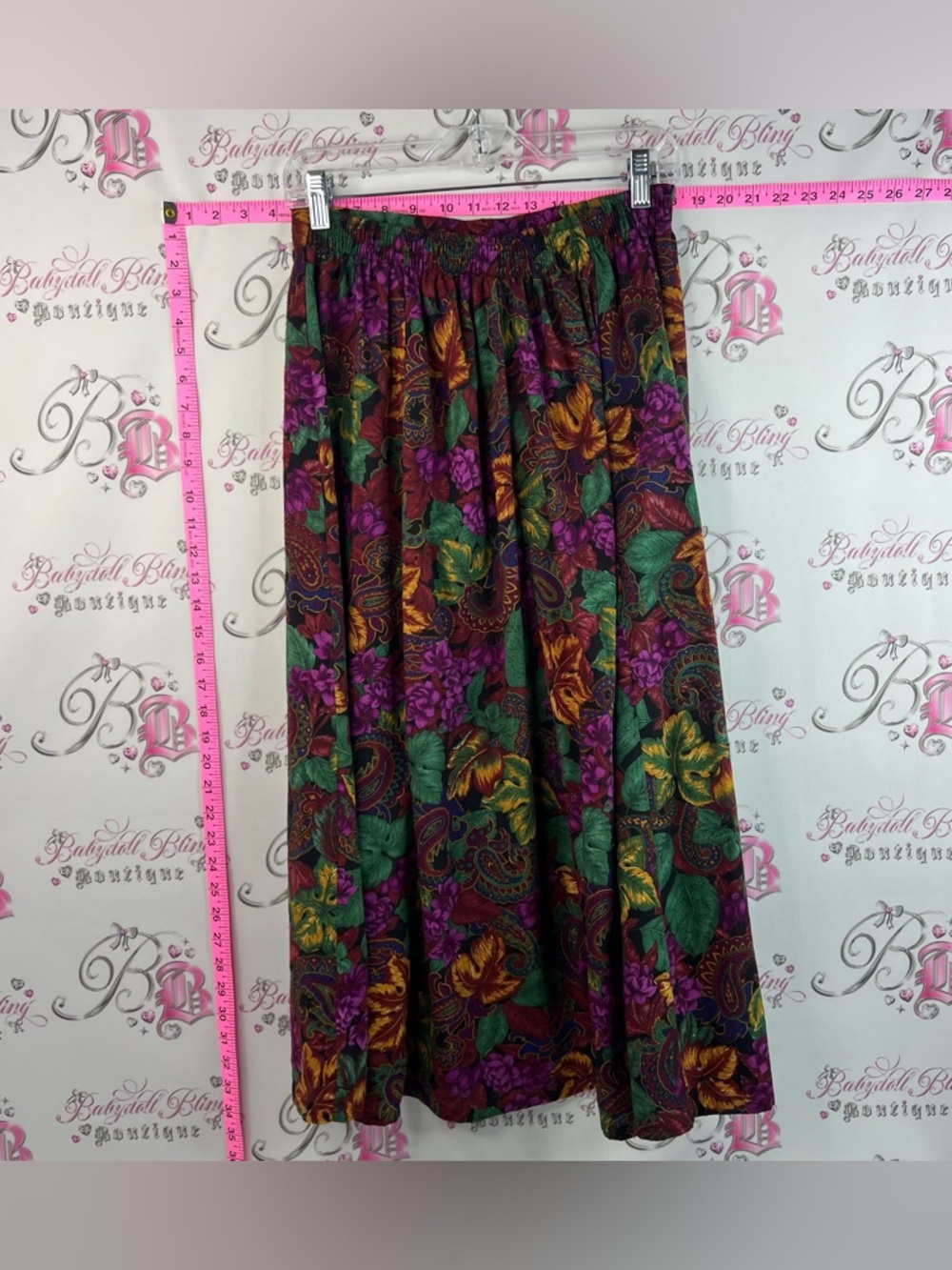 Separate issue skirt Floral Paisley A-Line Midi Skirt Burgundy, Green & Purple